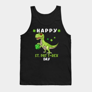 Happy St Patricks day boys kids Toddler dinosaur trex lucky Tank Top